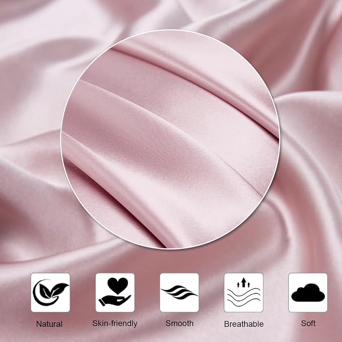 Silk Pillowcase 2 Pack for Hair and Skin with Hidden Zipper, Ravmix Both Sides 21Momme Mulberry Silk Pillowcases Set of 2, Standard Size 20×26inches, Soft Pink