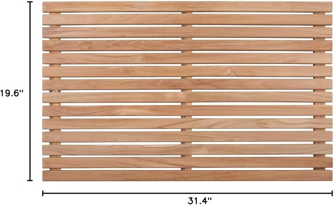 Nordic Style Premium Teak Shower + Bath Mat for Indoor + Outdoor Use | Non-Slip Wooden Platform for Spa, Sauna, Shower, Pool, Bath, Hot Tub | Flooring Decor and Protector