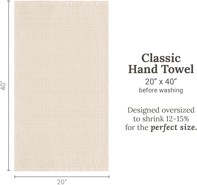 GILDEN TREE Waffle Hand Towels for Bathroom Quick Dry Towel Super Absorbent Thin 100% Cotton Lint Free, Hand Towels for Bathroom Set of 2, Classic Style (Cream)