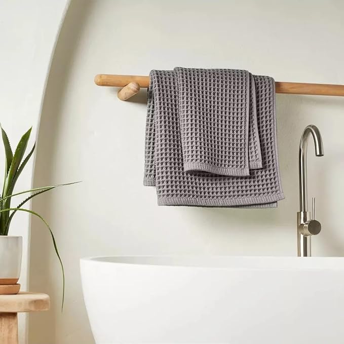 Waffle Towel for Bathroom 59x30 Inches, Turkish Bath Towel, Cotton Bath Towel, 6 Color Option, Mint Green, Brown White, Anthracite, Powder Pink, Gray (Anthracite)