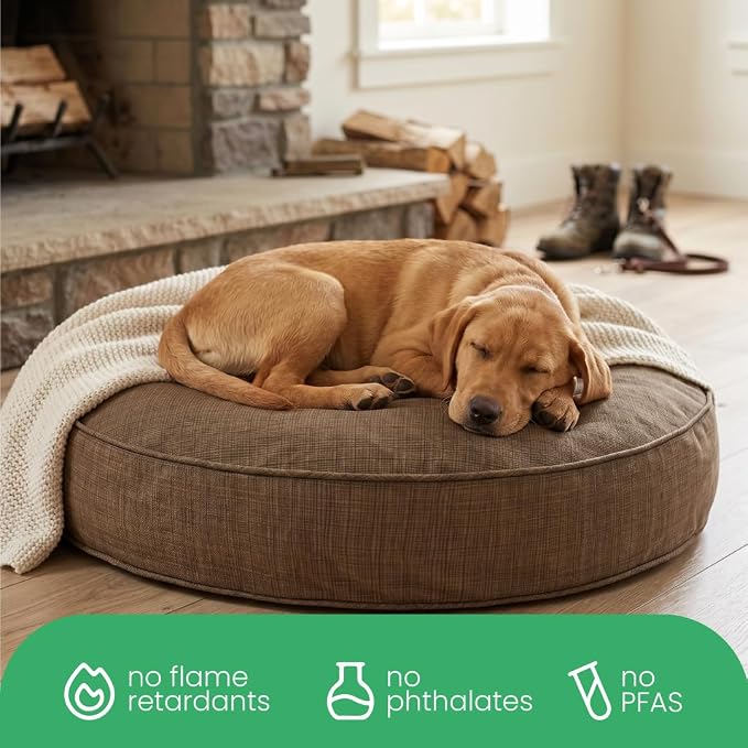 Molly Mutt Woodstock Dog Bed Duvet Cover, GOTS-Certified 100% Organic Cotton Canvas Cover for Dog, Puppy, or Cat Bed, Durable, Washable, and Free of Harmful Chemicals, Round, 36"x5"