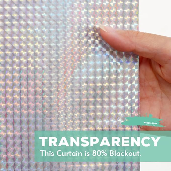 Holographic 3D EVA Shower Curtain Liner Cube, 72x72 Premium Clear Plastic Bathroom Shower Curtain with Rustproof Metal Grommets for Shower Stall, Bathtubs
