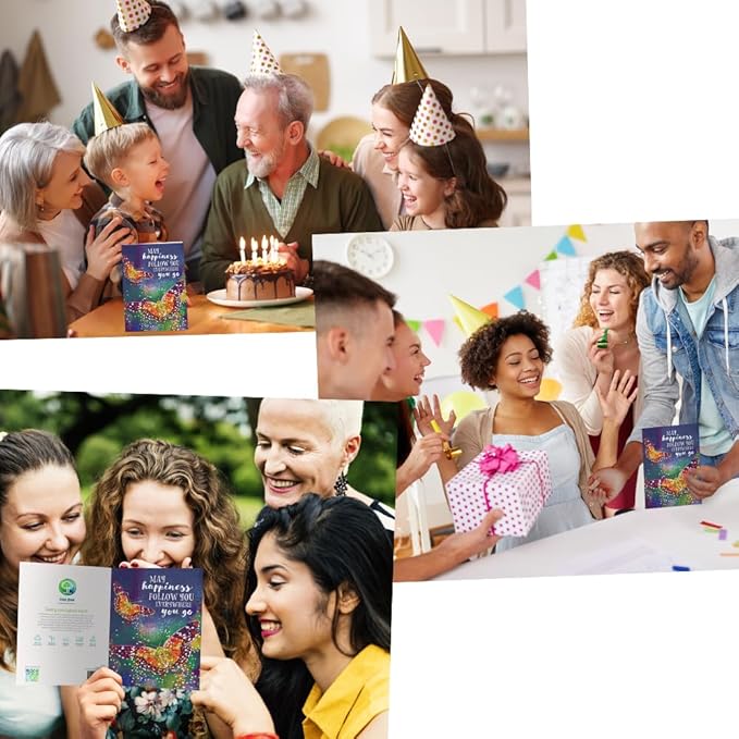 Tree-Free Greetings - Birthday Cards - Artful Designs - 2 Cards + Matching Envelopes - Made in USA - 100% Recycled Paper - 5 x 7 - Everywhere You Go (GT65315)