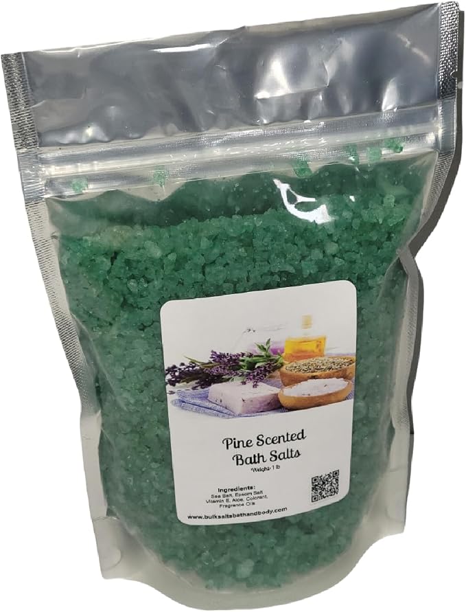 Bath Salts | 1lb Bag (16oz.) | Choose Your Scent | Epsom Salt | Sea Salt| Bathing | Body Care | Beauty | Relaxation | Spa | Pedicure | Manicure | Soak (Pine)