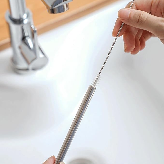Metal Stainless Steel Drinking Straws Reusable for 20 to 30 OZ Tumbler, Set of 6 Incl. 2 Straight 1 Bent & 1 Jumbo Smoothie Straws with 1 Cleaning Brush & 1 Branded Sturdy Canvas Bag