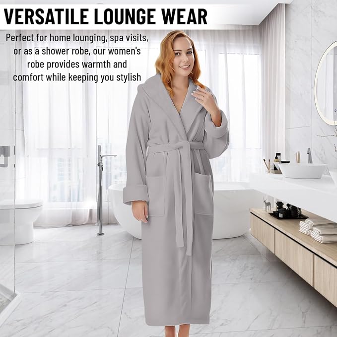 KAHAF COLLECTION Cotton Terry Robes for Women and Men, Terry Shawl Collar Bathrobe, ONE SIZE - UNISEX Men & Women Spa Robe
