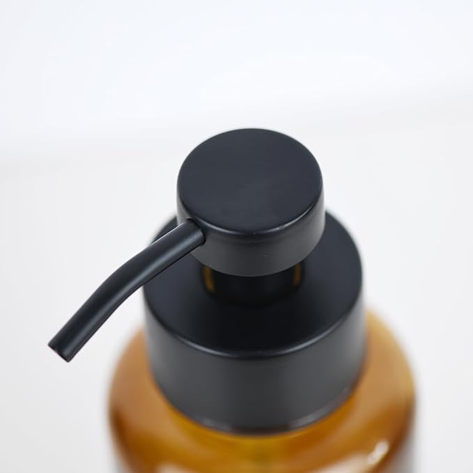 15 oz Amber-Tinted Thick Glass Foaming Soap Dispenser, Refillable Foaming Soap Dispenser with Black Rust-Proof Foam Pump, Suitable for Bathrooms and Kitchens (2, Amber)
