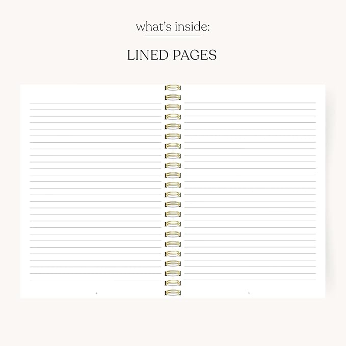 Elyse Breanne Design, 70 Page, College Ruled Sheets, 8.5" x 11", Recycled Paper, Laminated Soft Cover, 1 Subject, Spiral Bound Notebook, Ivory Pressed Floral
