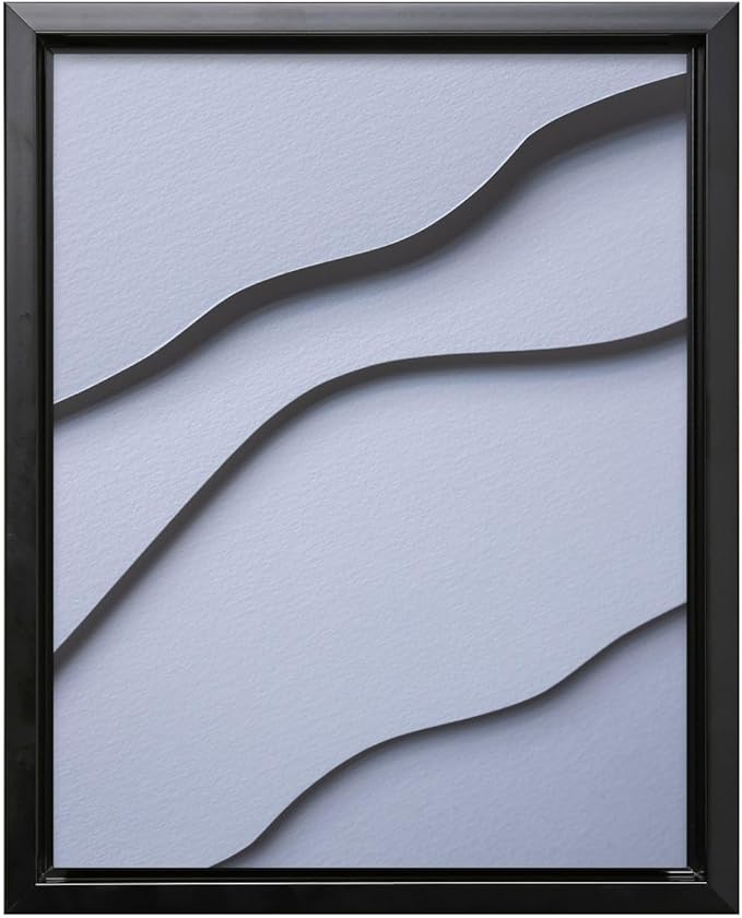 Monem Art Minimalist White Paper Waves Print - Abstract Scandinavian Texture Poster - Wall Decor for Living Room, Bedroom or Office - 24x32 Black Framed CANVAS Wall Art by Mareike Bohmer