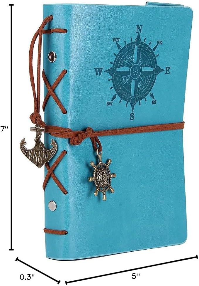 EvZ 7-Inch Refillable A6 Binder Notebook - Premium Vegan Leather Personal Planner, Eco-Friendly Journal with 6-Ring Loose-Leaf System for Writing, Business, and Creative Sketches, Sky Blue