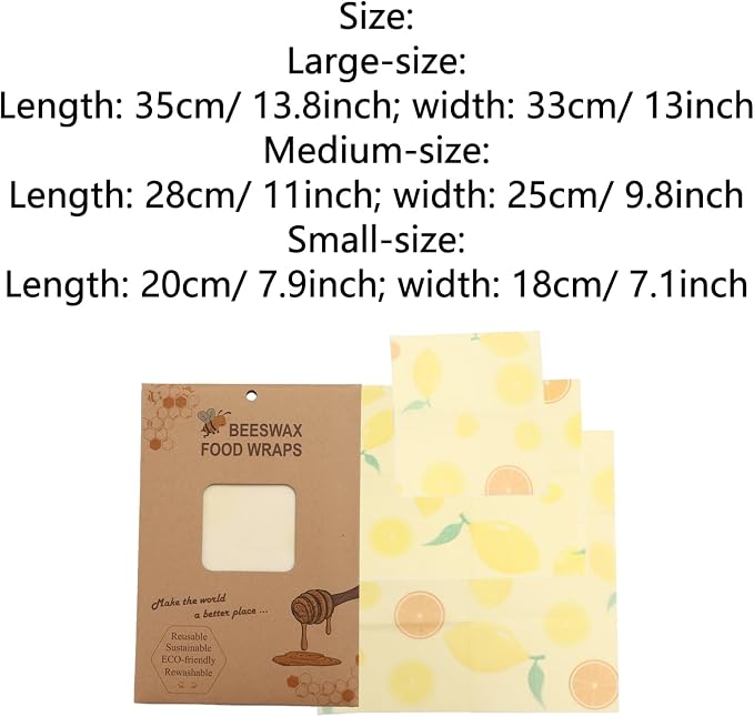 Bee's Wrap Beeswax Wraps for Food - Reusable Food Wraps, Sandwich Wrap & Bowl Covers Yellow Lemon One Size