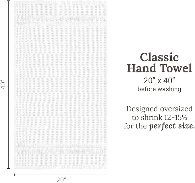 GILDEN TREE Waffle Hand Towels for Bathroom Quick Dry Towel Super Absorbent Thin 100% Cotton Lint Free, Hand Towels for Bathroom Set of 2, Classic Style (White)
