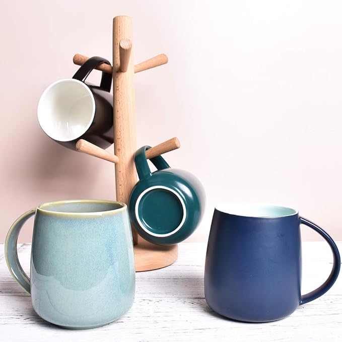 Bosmarlin Matte Ceramic Coffee Mug, Tea Cup for Office and Home, 13 oz, Dishwasher and Microwave Safe, 1 Pack (Sage Green(Glossy))
