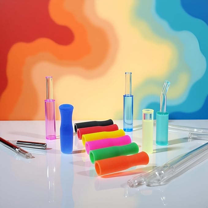 20Pcs Silicone Straw Tips for Stainless Steel and Glass Straws, Food Grade Reusable, 6mm Diameter