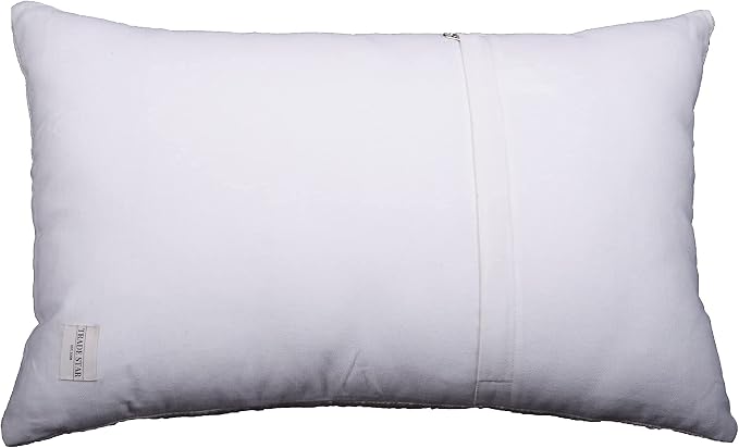 Trade Star Authentic Lumbar Cushion Cover 100% Cotton Throw Pillow Cover Decorative Ivory Bed Pillow Case Handloom Home Decor Large Cushion Case Luxurious (Ivory Snow 14X22 INCHES)