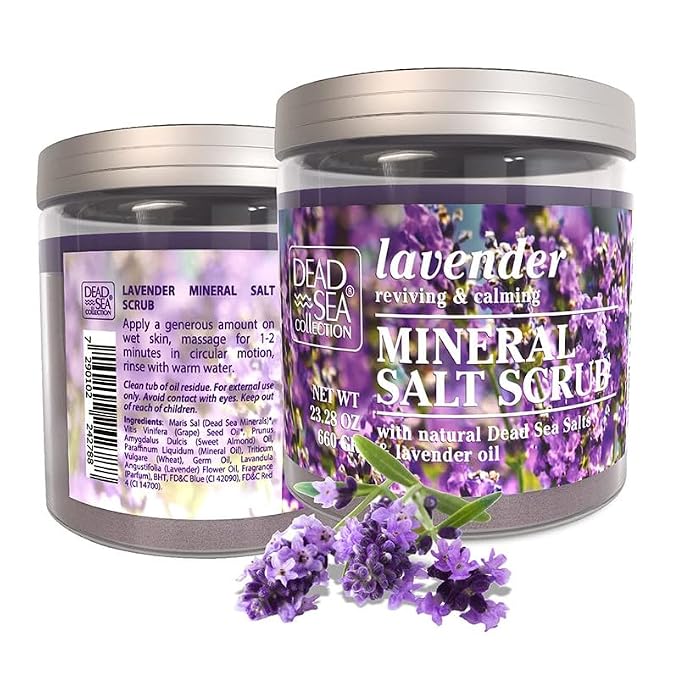 Dead Sea Collection Lavender Salt Scrub – Exfoliating Body Scrub for Women – Moisturizing and Nourishing Skin – with Pure Oils and Dead Sea Minerals (23.28 Oz)