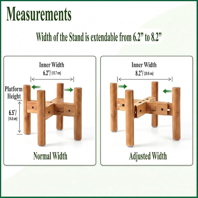 Dog Bowl Stand for Small-to-Medium Dogs - Adjustable, Easy Fold-Down, Comes with Foot Pads and Assembly Tool - Bamboo