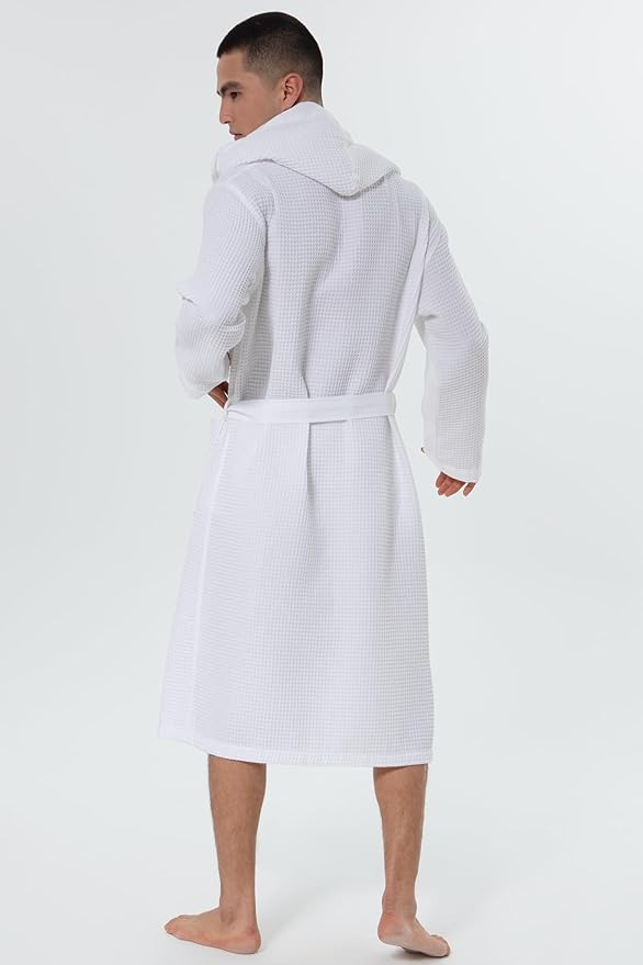 SEYANTE Turkish Cotton Waffle Robe for Men – Organic GOTS Certified Spa Bathrobe, Lightweight Kimono, Soft Cotton Bathrobe