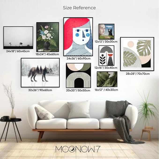 Moonow7 Modern Abstract Neutral Geometric Print, Minimalist Aesthetic Poster in Warm Neutral Tones for Bedroom, Living Room, Office, and Kitchen, Small Wall Art, Unframed Size 8x10” / 20x25 cm