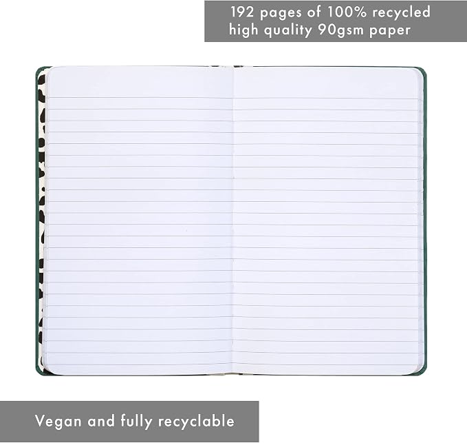 Pukka Pad, Pukka Planet A5 Soft Cover Notebook - Casebound Journal Featuring Acid-Free, Vegan Inks and Glue with Ethically Sourced Recycled Paper, 8.46 x 5.27in - Green Vibes Only