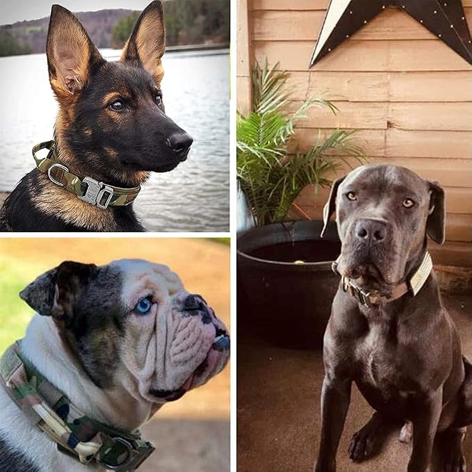 Tactical Dog Collar Adjustable Military Nylon Dog Collar with Control Handle and Heavy Duty Metal Buckle for Medium and Large Dogs (Camo,XXL)