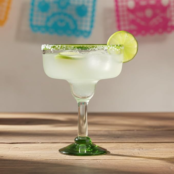 10 Strawberry Street Lime Rim Mexican Glassware, Margarita, Set of 4