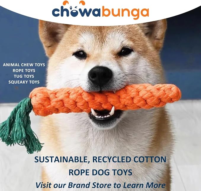 Tug of War Dog Toy 12 Inch Eco Cotton Interactive Dog Rope Toy with Grip Handle & Rope Tug Ball with Natural, Non-Toxic Dyes Tug Toy for Medium & Small Dogs