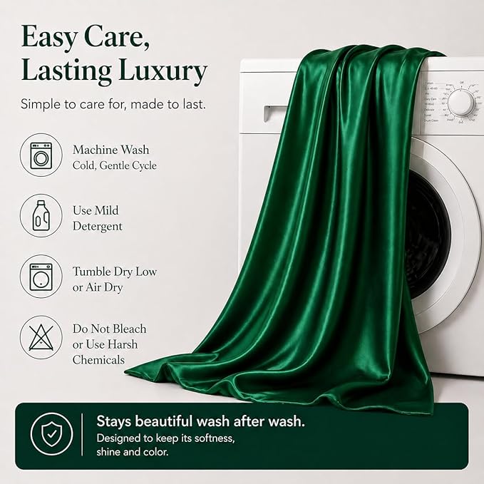 Oeko-TEX Certified Mulberry Silk Pillow Cases Green for Christmas Made in USA, 100% Silk Pillowcase with Zipper, 6A Grade 22 Momme Pure Silk Gift Set, 1 Pcs 20"x30" (Queen, Emerald)