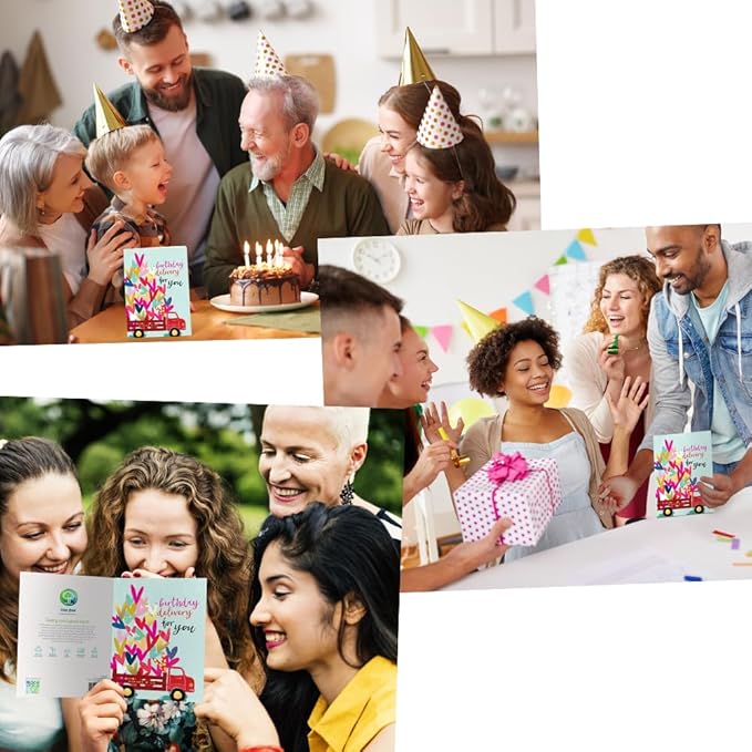 Tree-Free Greetings - Birthday Cards - Artful Designs - 2 Cards + Matching Envelopes - Made in USA - 100% Recycled Paper - 5 x 7 - Special Delivery (GT61223)