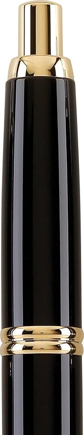 PILOT Vanishing Point Collection Refillable & Retractable Fountain Pen, Black Barrel with Gold Accents, Blue Ink, Medium Nib (60265)
