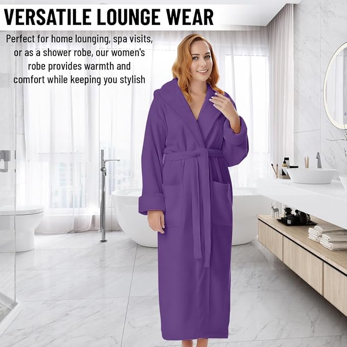 KAHAF COLLECTION Cotton Terry Robes for Women and Men, Terry Shawl Collar Bathrobe, ONE SIZE - UNISEX Men & Women Spa Robe