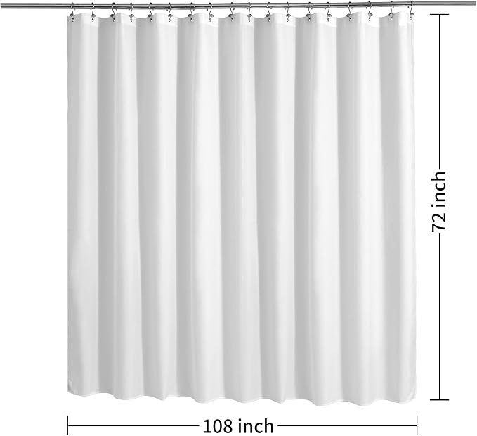 ALYVIA SPRING Extra Wide Fabric Shower Curtain Liner Waterproof - 108" x 72", Soft & Lightweight Wide Shower Curtain with Magnets, Machine Washable - 108x72, White