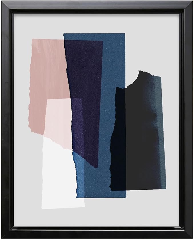 Monem Art Abstract Torn Paper Collage Print - Minimalist Modern Art Poster - Wall Decor for Living Room, Bedroom or Office - 18x24 Black Framed CANVAS Wall Art by Mareike Bohmer