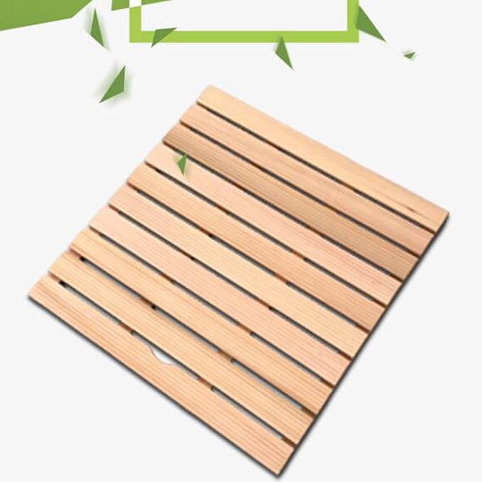 Bamboo Duckboard Bath Mat,Natural Wood Bath Shower Mat, Wooden Slatted Duck Board for Bathtub Spa Sauna, Waterproof Large Floor Mat for Indoor and Outdoor,Customizable,75x75cm/30x30in