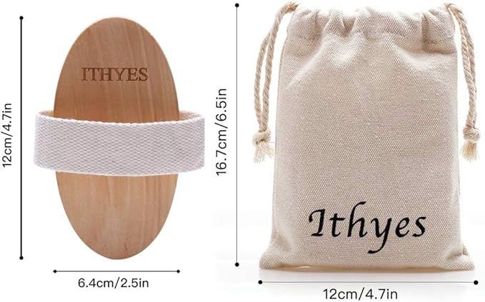 2PCS Ithyes Dry Brushing Body Brush Exfoliating Brush Natural Bristle bath Brush for Remove Dead Skin Toxins Cellulite,Improves Lymphatic Functions,Exfoliates,Stimulates Blood Circulation