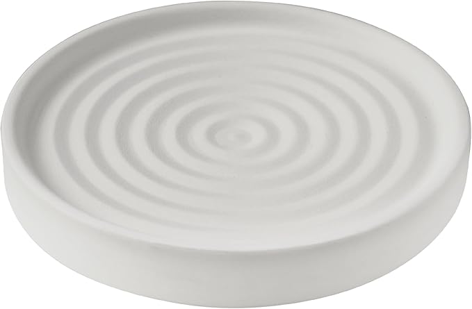 Diatomite Soap Holder 4.8 in Natural Diatomaceous Earth Absorbent Tray Quick Dry Water Ripple Soap Dish (Grey)