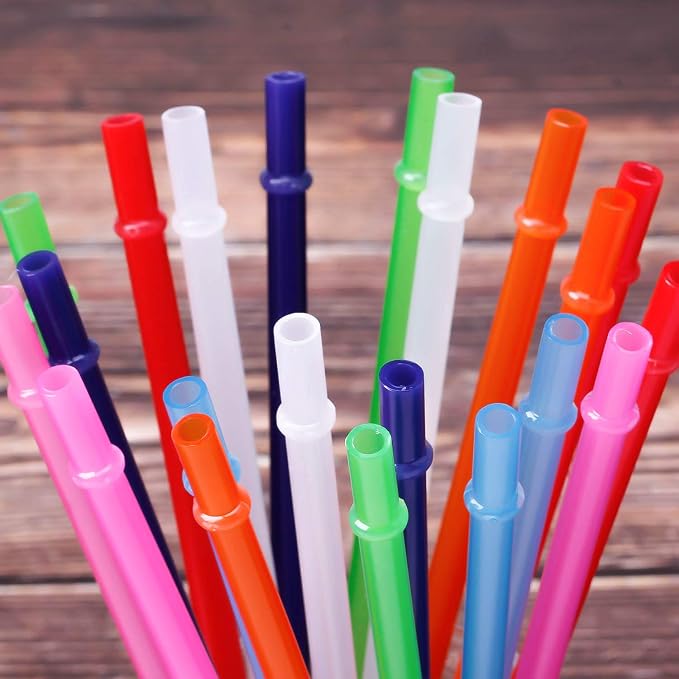 Dakoufish 12 Piece 11 Inch Reusable Plastic Thick Drinking Straws BPA Free Mason Jar Straws Plain Color (11inch,White)
