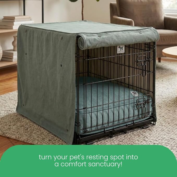 Molly Mutt Quiet Light Dog Crate Cover, GOTS-Certified 100% Organic Cotton Canvas Cover for Dog or Puppy Kennel and Cage, Washable, Free of Harmful Chemicals, Huge, Fits 36"x23"x25" Crate