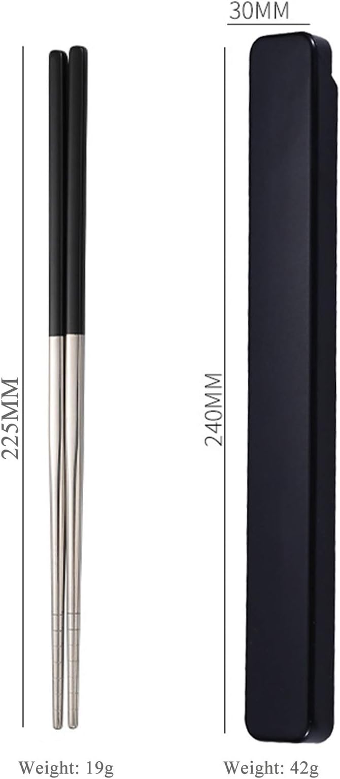 Portable Reusable Stainless Steel Chopsticks, 3 Pairs, Black Blue Green | With Case, For Camping, For Travel, For Bento Box