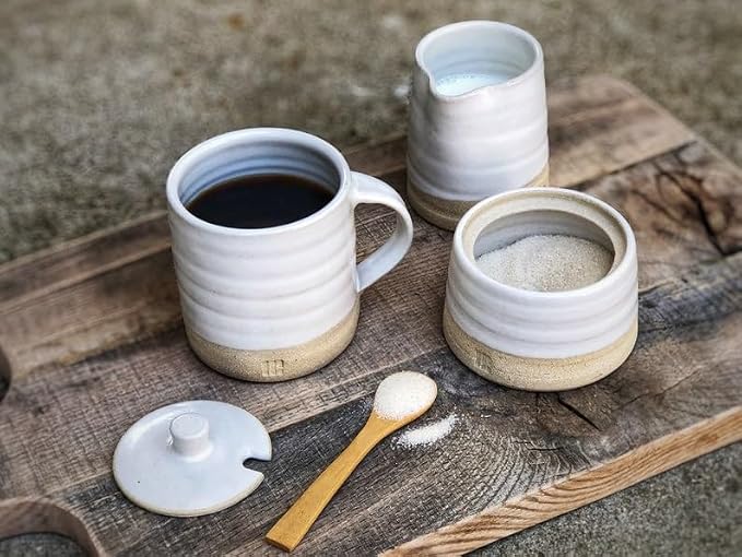 Handmade Heart Ceramic Coffee Mug, Rustic Farmhouse Pottery Cup, White Glazed Tea Mug, 12-14 oz Stoneware Drinkware