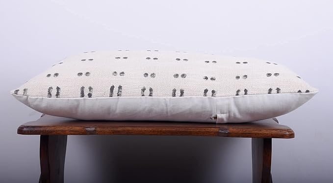 Trade Star Lumbar Pillow Case 100% Cotton Throw Pillow Cover Mudcloth Large Pillow for Living Room Handwoven Modern Boho Couch Bedroom Sofa Decoration Fall Decor Case (Ivory Blossom 12X24 INCH)