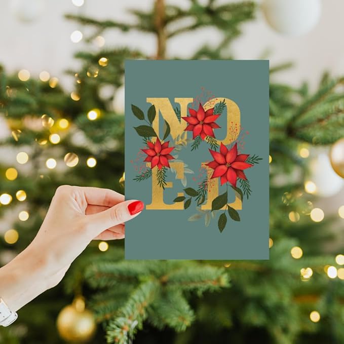 Tree-Free Greetings - Season's Greeting Card - Artful Designs - 1 Card + Matching Envelopes - Made in USA - 100% Recycled Paper - 5 x 7 - Peace of Noel (VO80674)
