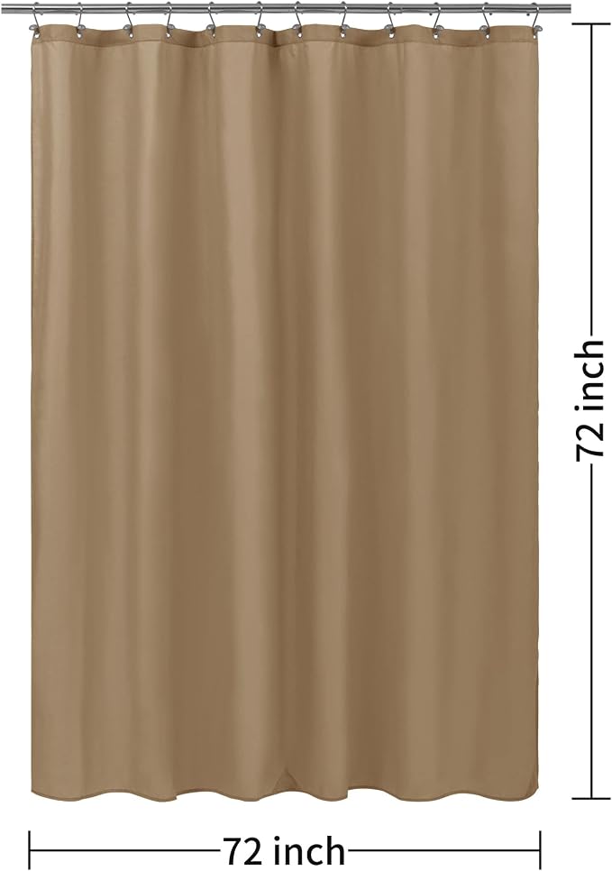 ALYVIA SPRING Coffee Brown Fabric Shower Curtain Liner Waterproof - Soft & Light-Weight Cloth Shower Liner with 3 Magnets, Hotel Quality & Machine Washable - Standard Size 72x72, Coffee