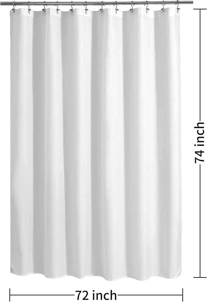 ALYVIA SPRING Long Fabric Shower Curtain Liner Waterproof - 72" x 74", Soft & Lightweight Longer Shower Curtain with Magnets, Machine Washable - 72x74, White