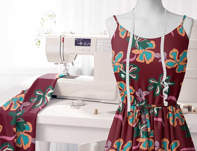 Soimoi Heavyweight Cotton Canvas Fabric Material- 56 Inch Wide, Red- Floral Print, Ideal For Making Durable Tote Bags, Backpacks, Jackets, Upholstery, Cushions, Tents, Outdoor Furniture Covers, 1 Yard