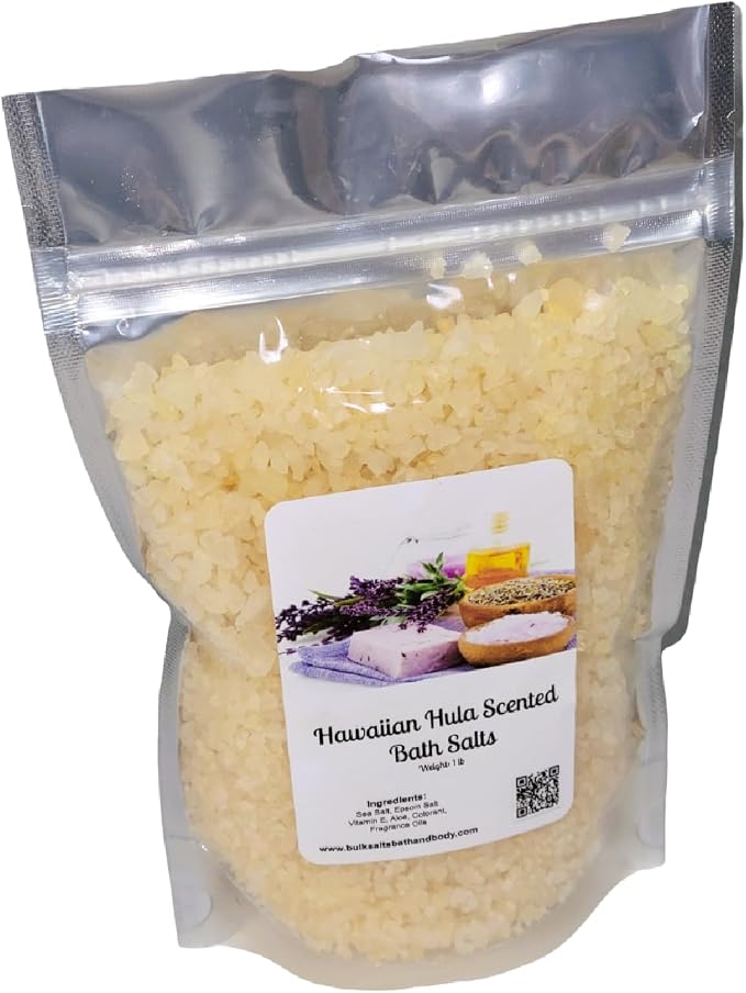 Bath Salts | 1lb Bag (16oz.) | Choose Your Scent | Epsom Salt | Sea Salt| Bathing | Body Care | Beauty | Relaxation | Spa | Pedicure | Manicure | Soak (Hawaiian Hula)
