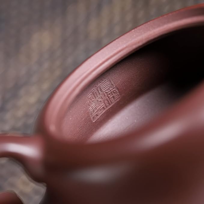 Zisha Teapot, Chinese Yixing Clay Handmade Teapot 6.4 Oz, Infuse Brew Kung Fu Loose Leaf Tea Maker -Quhu,Purple Clay