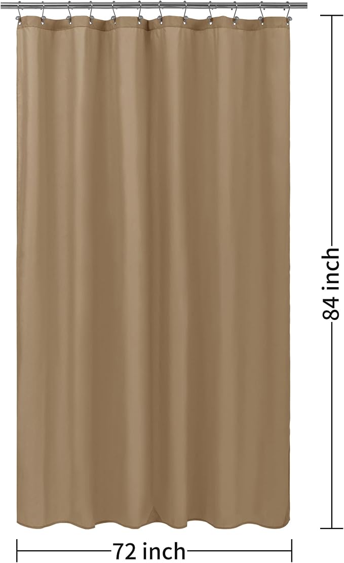 ALYVIA SPRING Extra Long Fabric Shower Curtain Liner Waterproof - 72" x 84", Soft & Lightweight XL Shower Curtain with 3 Magnets, Machine Washable - 72x84, Coffee