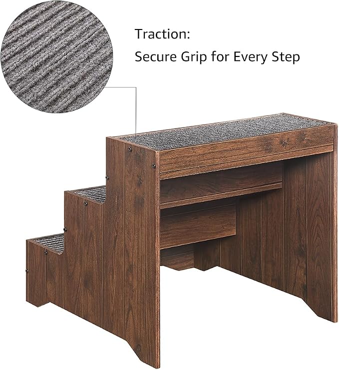 beeNbkks Dog Stairs Furniture, Extra Wide Wooden Pet Steps for Medium Large Dogs and Cats, Non-Slip Pet Ladder for Elderly Injured Pets Short Legged Puppy to Reach Couch Sofa High Bed Windowsill