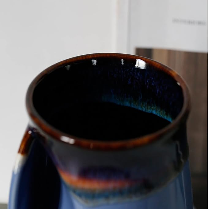 Selamica Porcelain 18oz Novelty Left-handed Handwarmer Mug, Coffee Mug, Tea Mug for family friends and couple - Haze